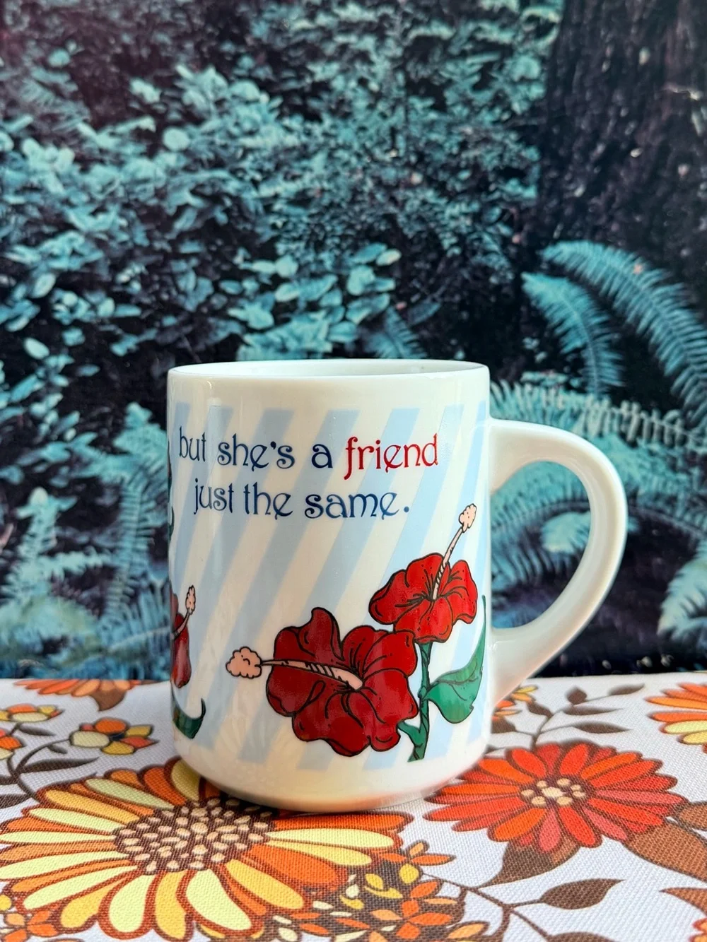 🌺🤫 Vintage (1980s) “Secret Pal” Mug; Made in U.S.A.; Abbey Press 🌺🤫